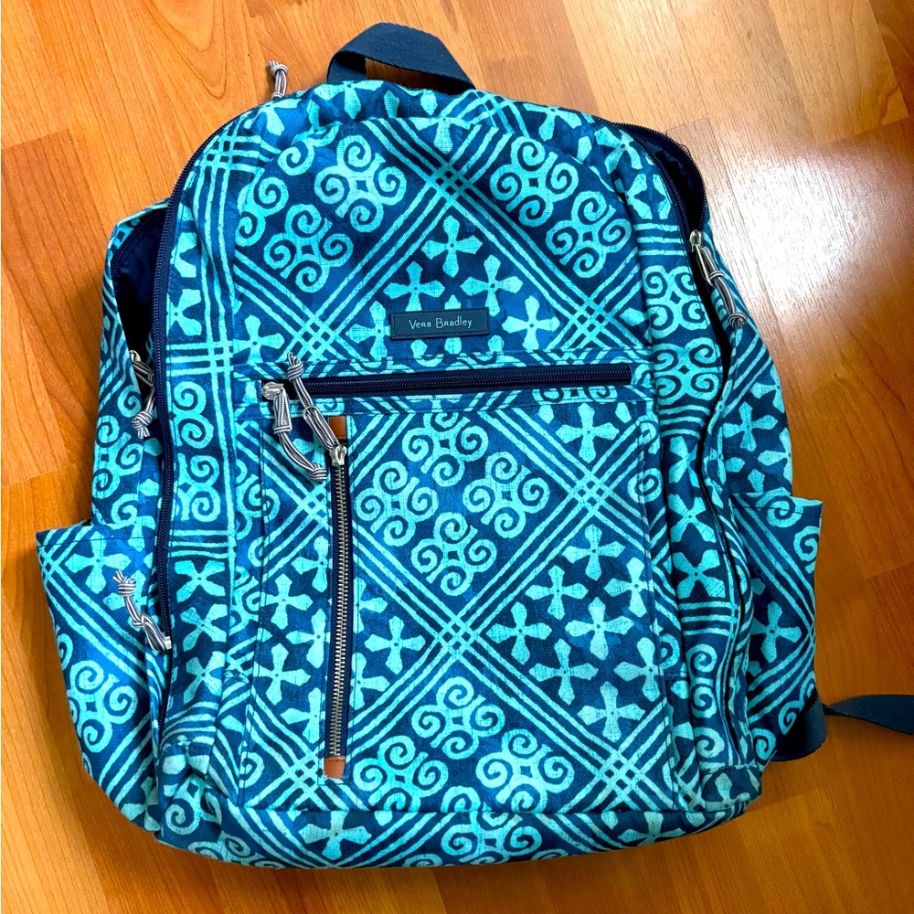 Vera Bradley Teal and Navy Geometric Print Backpack